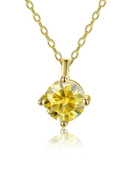 Lemon yellow mousse diamond [gold] 925 Sterling Silver Moissanite Geometric Dainty Necklace